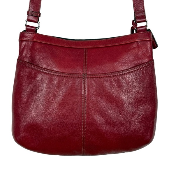 Y2K Brighton Bowie Red Leather Studded Shoulder Bag with Silver Heart Charm - Picture 4 of 16